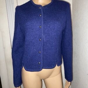 Vintage Carroll Reed Ski Shops Navy Boiled Wool Jacket/Blazer SZ 10